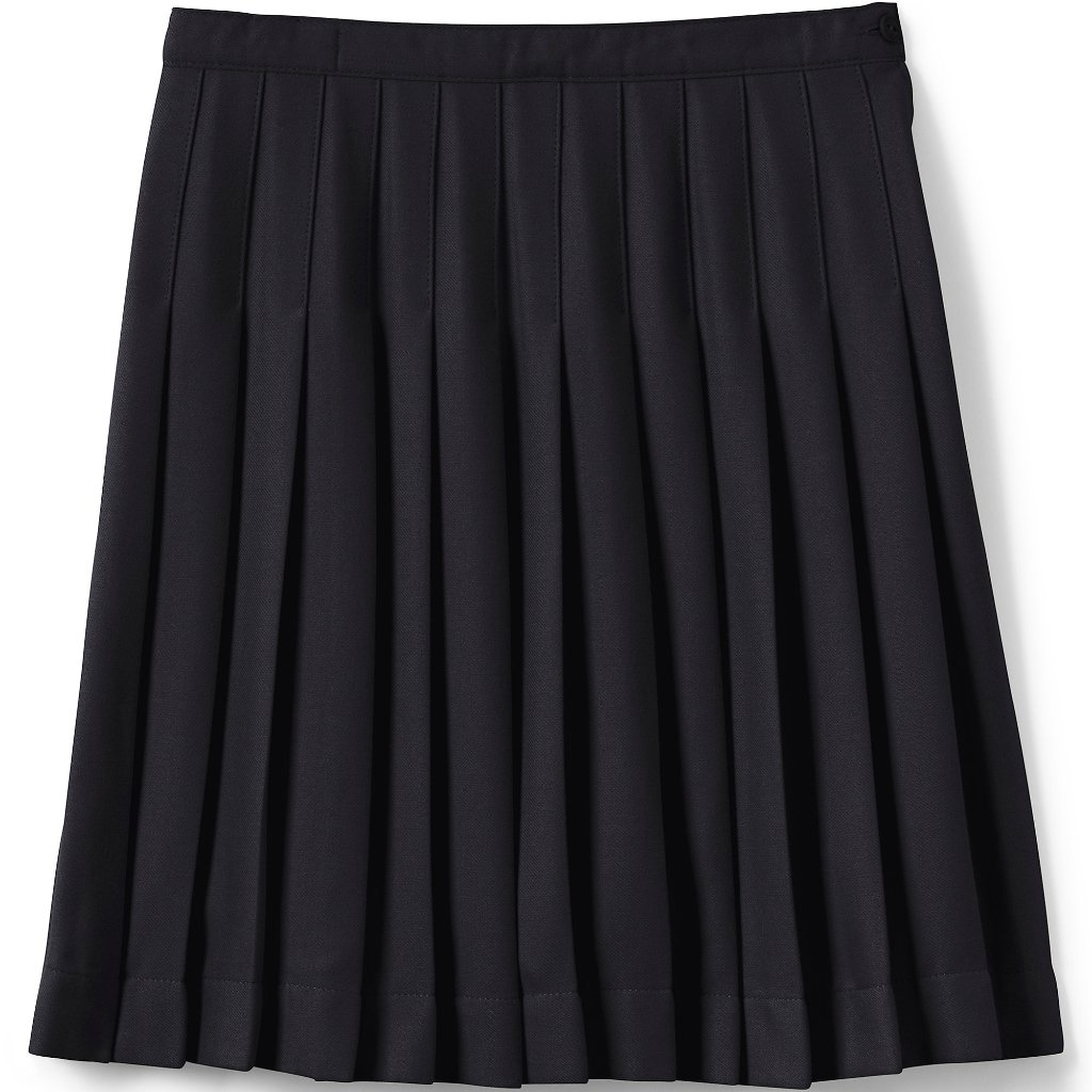 Lands' End Women's School Uniform Pleated Skirt Below The Knee, Black, Nwt